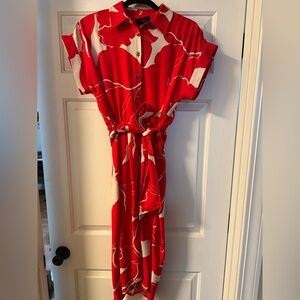 Donna Karan Red and White Dress